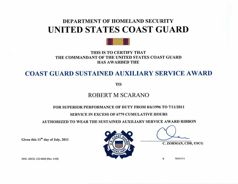 Coast Guard Sustained Auxiliary Service Award 79